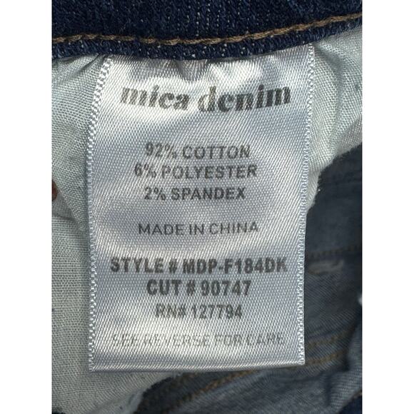 Mica Women's Distressed Button Fly Flare Blue Stretch Denim Jeans - Size 28x33 - Picture 5 of 5